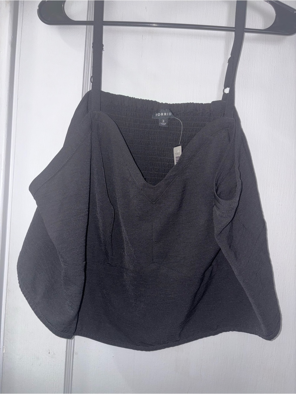 torrid Black V-Neck Smocked Back Crop Top